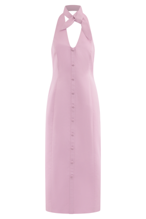 Simona Halter Neck Midi Dress - Blush Pink