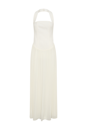 Stacie Pleated Halter Maxi Dress - Ivory