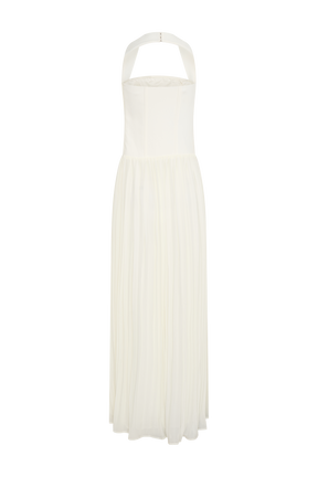Stacie Pleated Halter Maxi Dress - Ivory