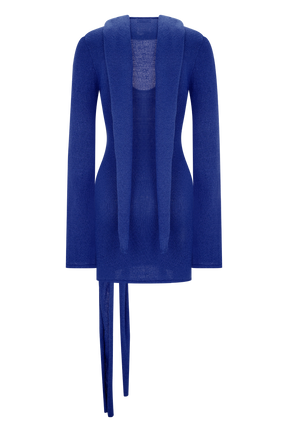 Taron Knit Mini Dress With Scarf - Cobalt