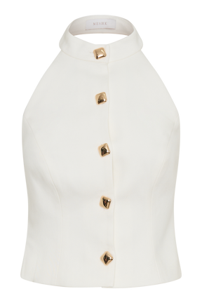 Tiara Halter Neck Suiting Top - White