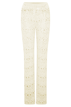 Trena Crochet Knit Pants - Ivory