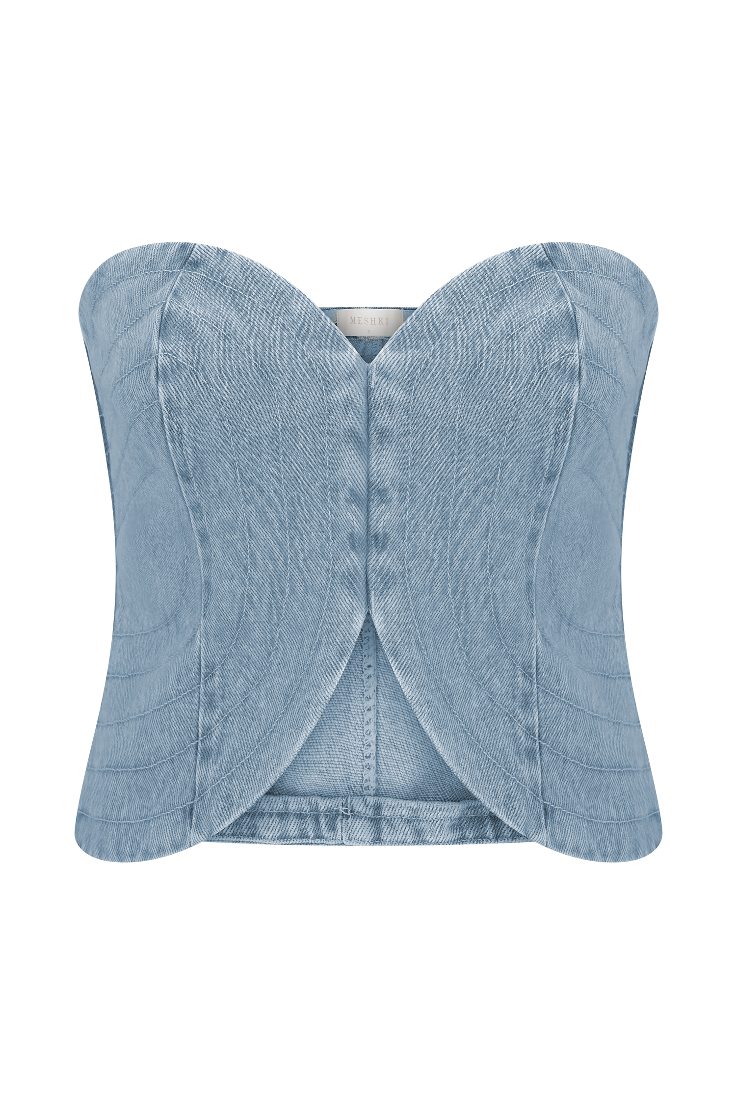 Tully Strapless Topstitch Denim Top - 80'S Blue