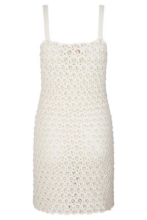 Vanessa Hand Crochet Pearl Mini Dress - Ivory