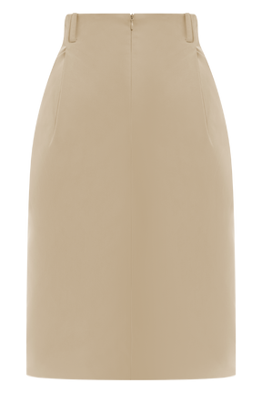 Vera Suiting Split Front Midi Skirt - Ivory Stone