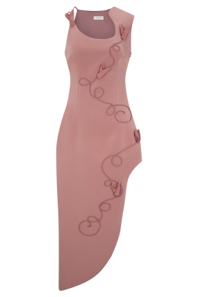 Virginia Suiting Embroidered Midi Dress - Burnt Rose