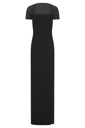 Wyatt Slinky And Mesh Maxi Dress - Black