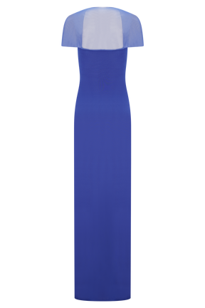 Wyatt Slinky And Mesh Maxi Dress - Cobalt Blue