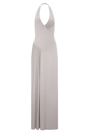 Yelena Ruched Halter Maxi Dress - Taupe