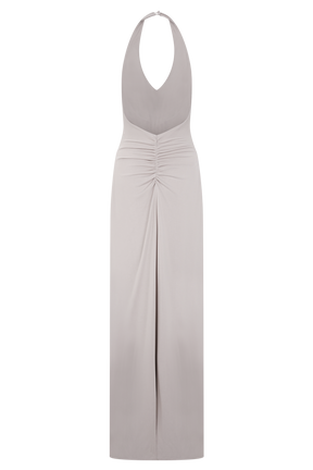 Yelena Ruched Halter Maxi Dress - Taupe
