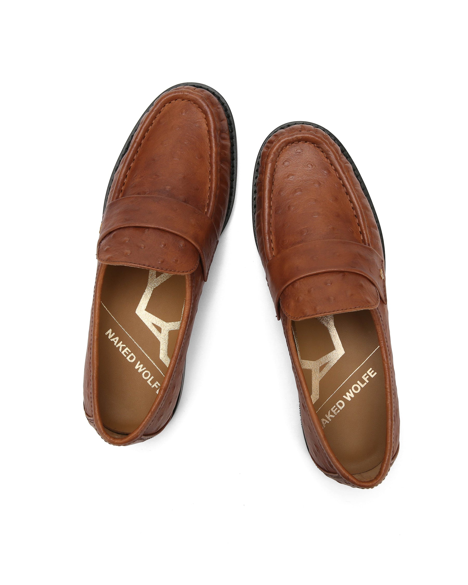 Goldie Ostrich Print Leather