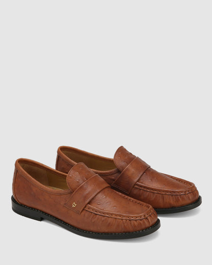 Goldie Ostrich Print Leather