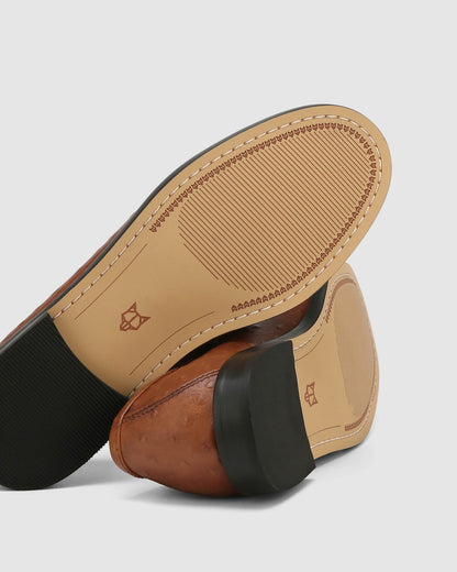 Goldie Ostrich Print Leather