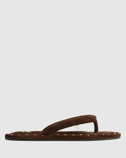 Grenada Brown Suede/Gold Studs