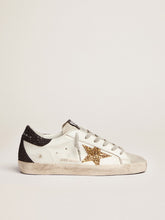 Women’s Super-Star in nappa leather with gold glitter star and black glitter heel tab