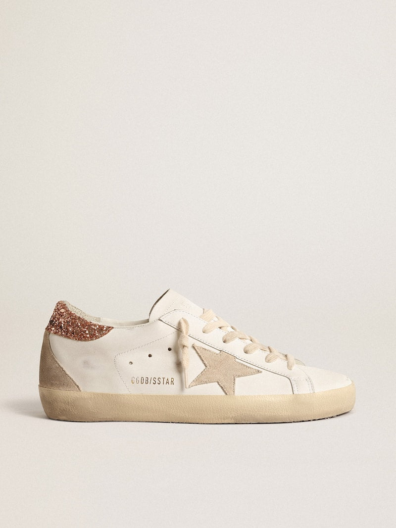 Women's Super-Star with a suede star and peach-pink glitter heel tab