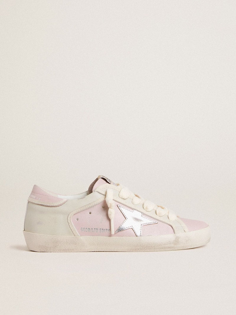 Super-Star LTD in pink leather with silver foiled leather star and pink leather heel tab