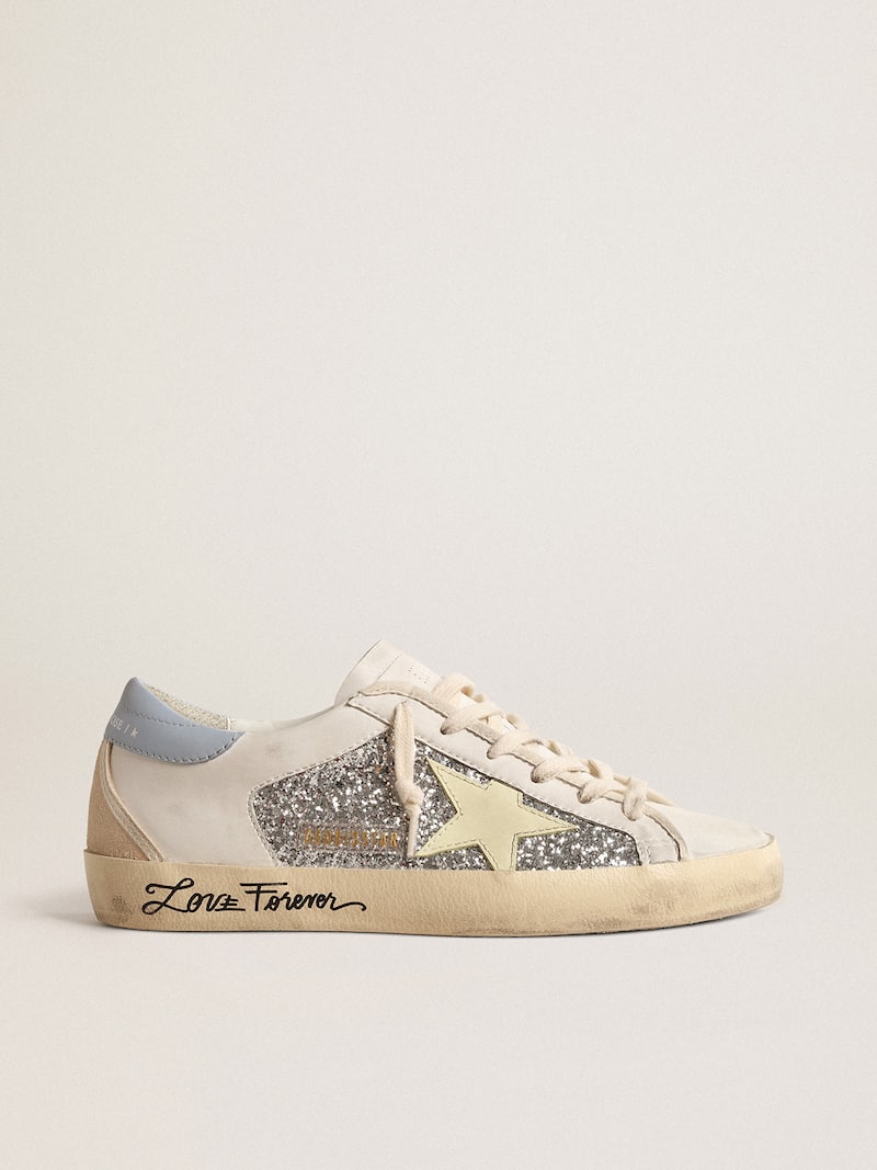 Bio-based Super-Star with silver glitter and yellow leather star