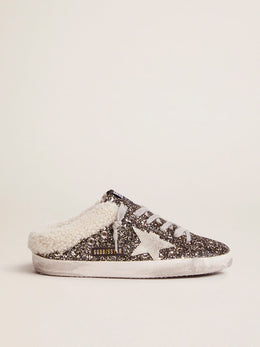 Women's Super-Star Sabot with glitter and shearling interior