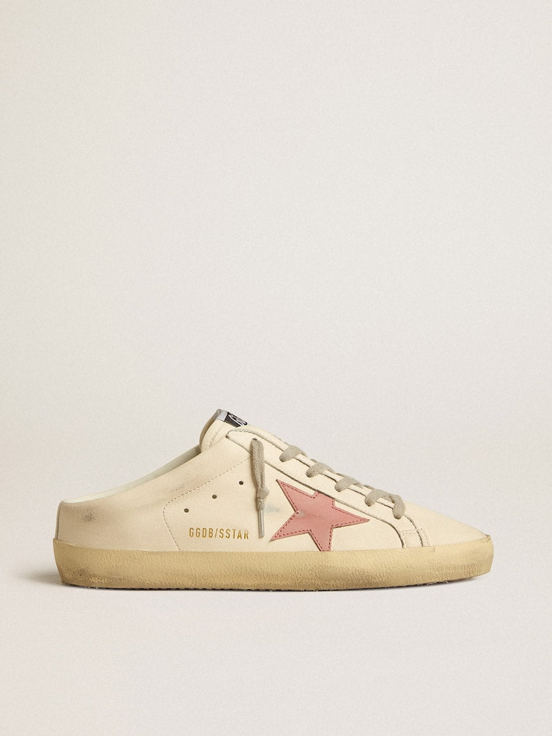 Women's Super-Star Sabots in nappa with pink leather star