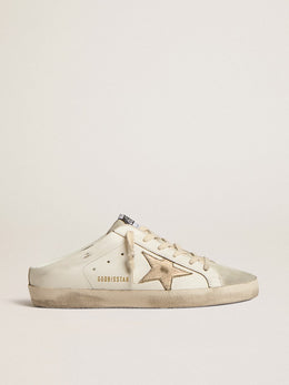 Super-Star Sabots with platinum star and ice-gray suede tongue