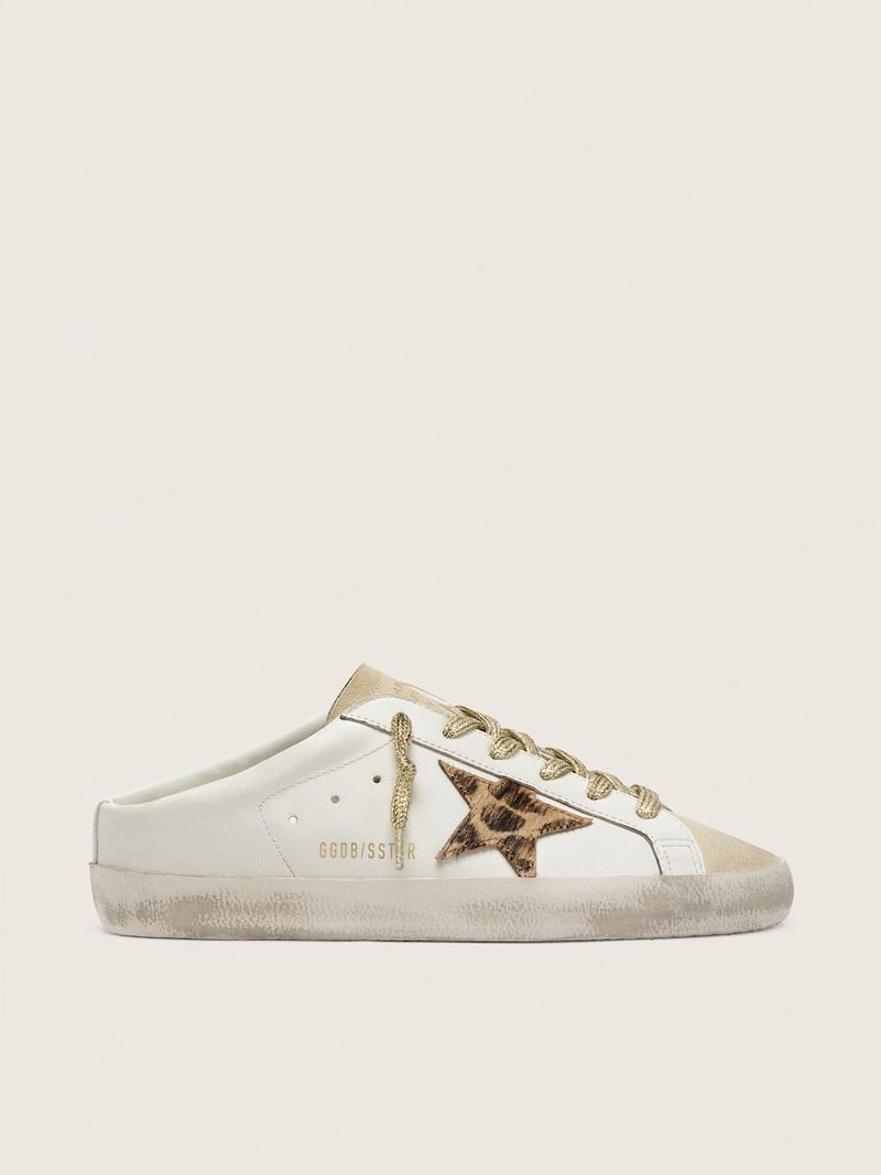 Super-Star Sabots with pony skin star and beige suede tongue