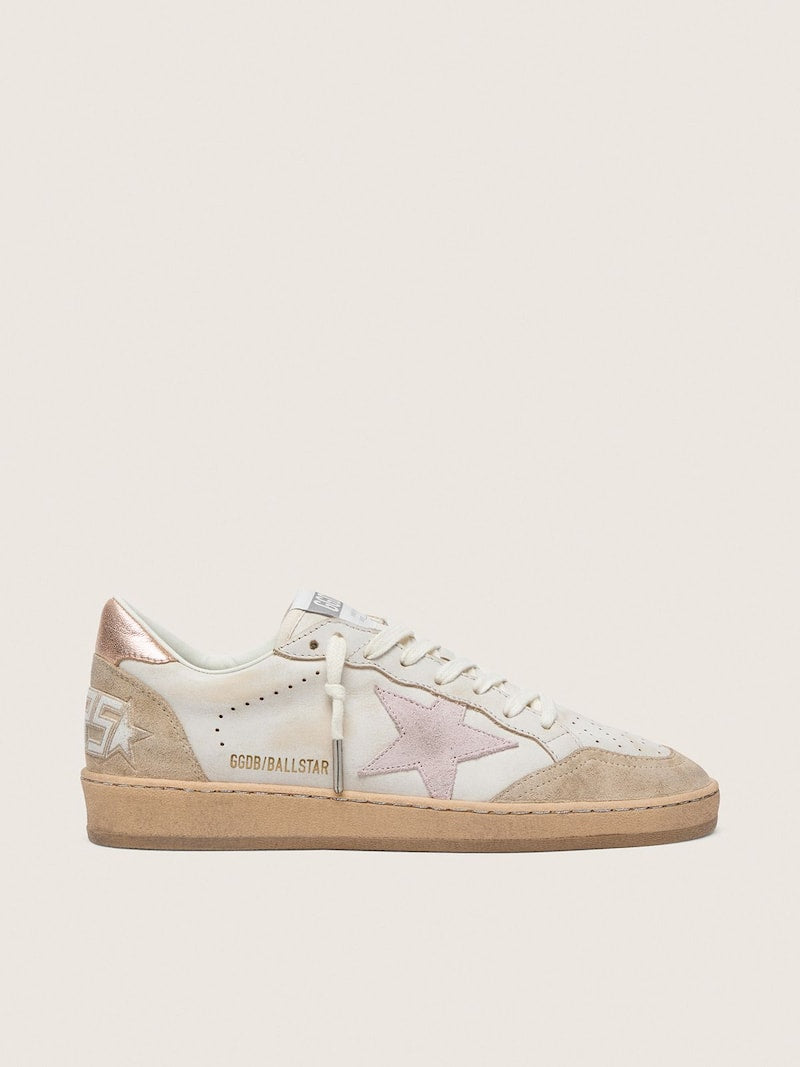 Ball Star with pink suede star and silver glitter edges and rose gold heel tab
