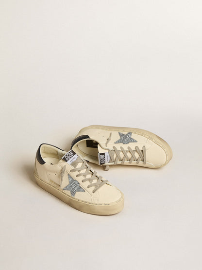Hi Star in nappa with Swarovski crystal star and dark blue leather heel tab