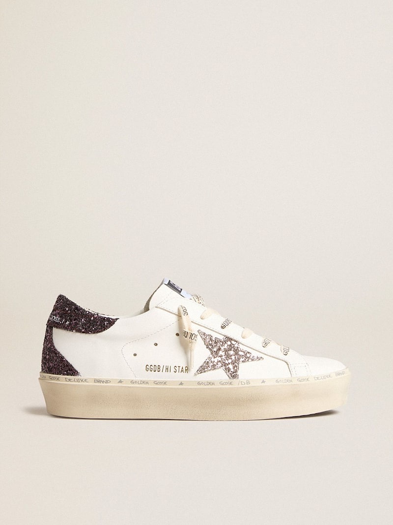 Women’s Hi Star with silver glitter star and ruby red glitter heel tab