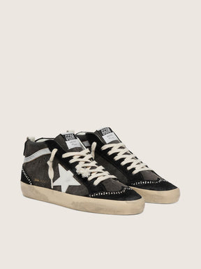 Mid Star LTD in black denim with suede inserts with Swarovski crystals