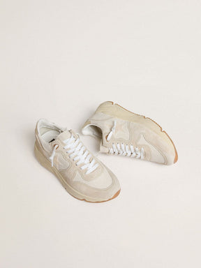 Women's Running Sole in canvas with beige star and platinum metallic leather heel tab