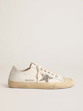 V-Star in white leather with a platinum glitter star