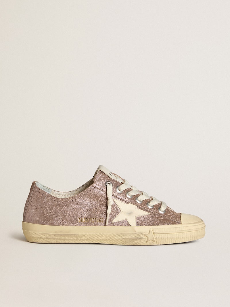 Women's V-Star in light brown metallic suede with cream leather star