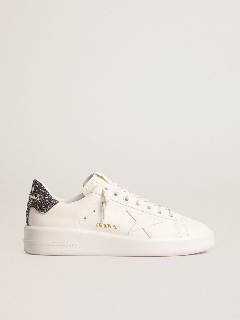 Women’s Purestar with white leather star and anthracite glitter heel tab