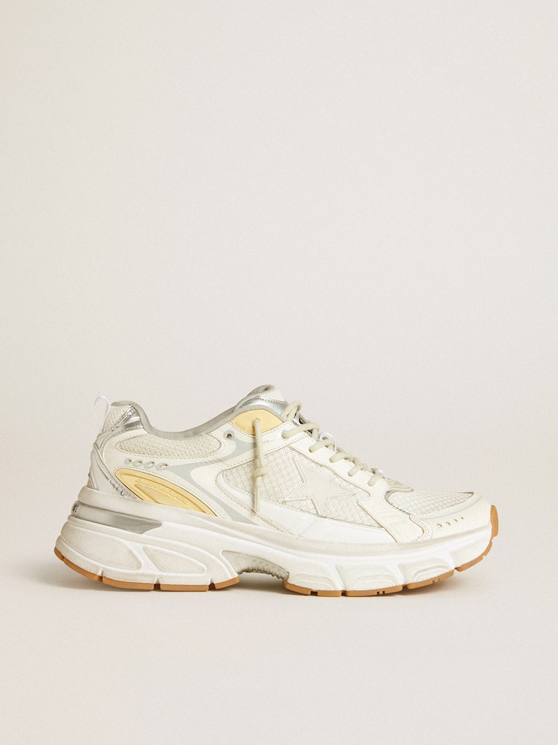 Women’s Lightstar in white leather and mesh with worn-white star