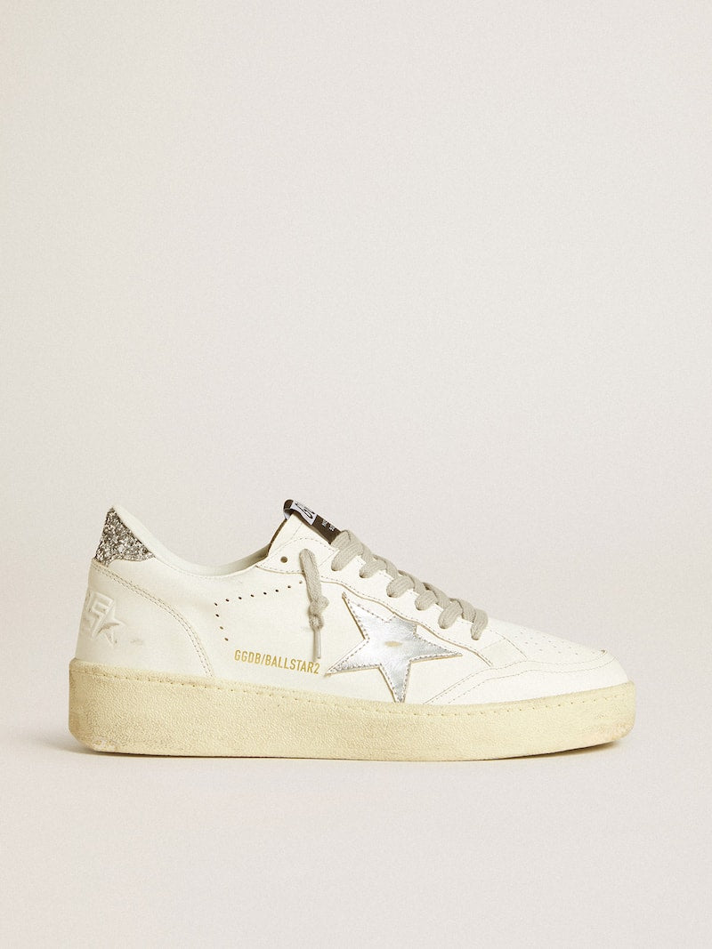 Women's Ball Star with silver leather star and silver glitter heel tab