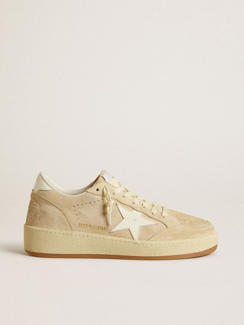 Women's Ball Star in beige suede with white leather star and heel tab