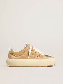 Women's Space-Star Cube in tobacco suede with perforated star