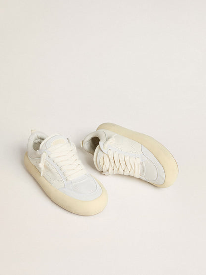 Women's Space-Star Cube in white leather with perforated star