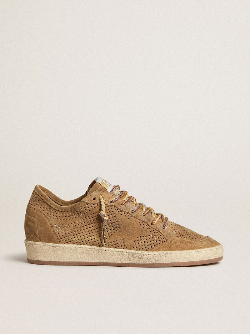 Women's Ball Star with perforated tobacco-colored suede upper and tone-on-tone star