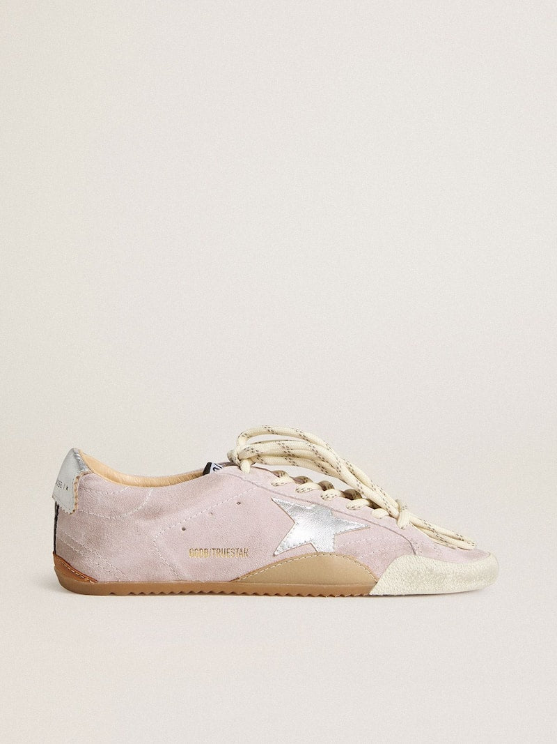 Women's True-Star in pastel pink suede with silver star and heel tab