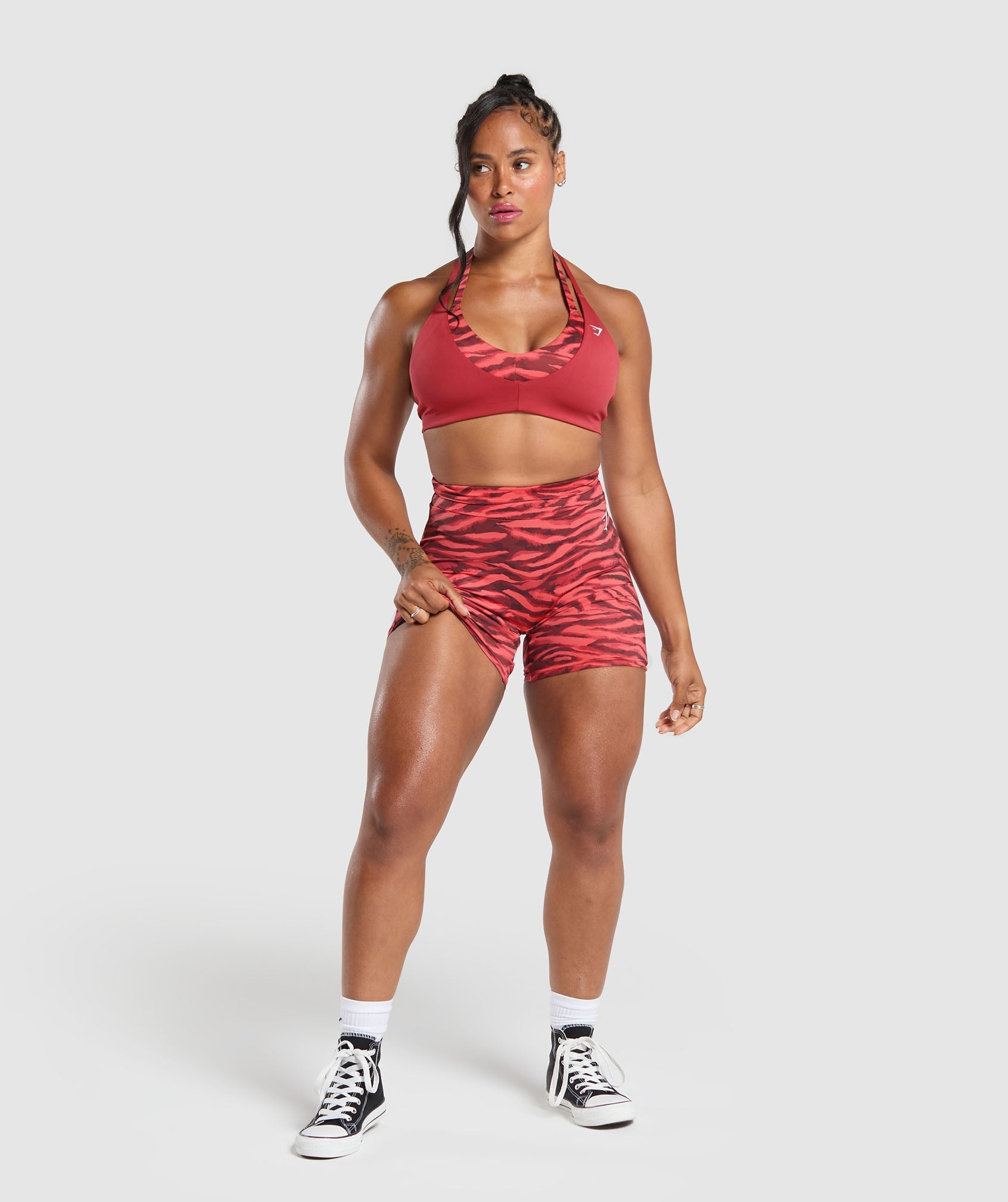 Reps Power Tight Shorts - Varsity Pink Print