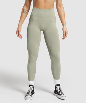 Gymshark Gains Seamless Ripped Leggings - Chalk Green