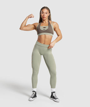 Gymshark Gains Seamless Ripped Leggings - Chalk Green