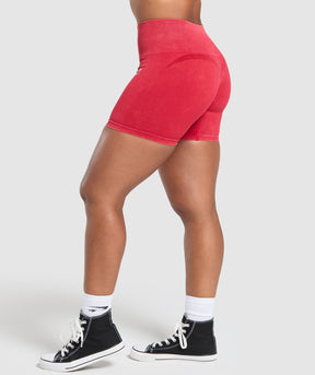 Gymshark Gains Seamless Washed Shorts - Carmine Red