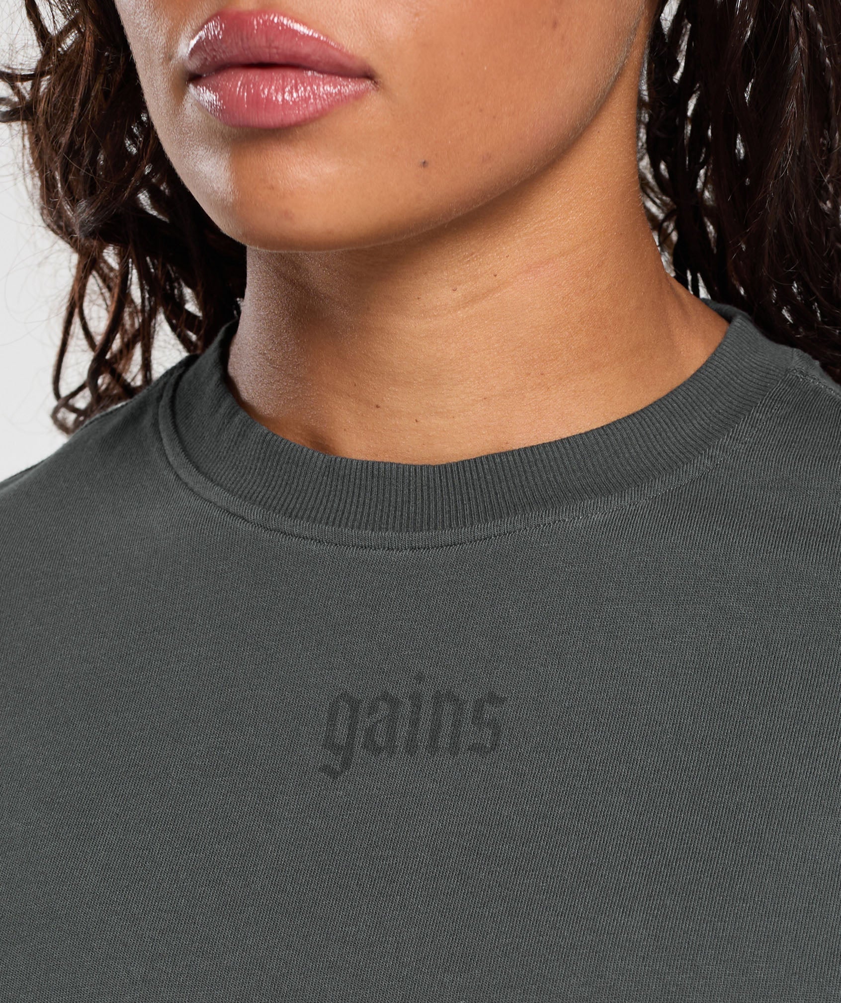 Gymshark Gains Washed Heavyweight Cotton T-Shirt - Asphalt Grey/Black