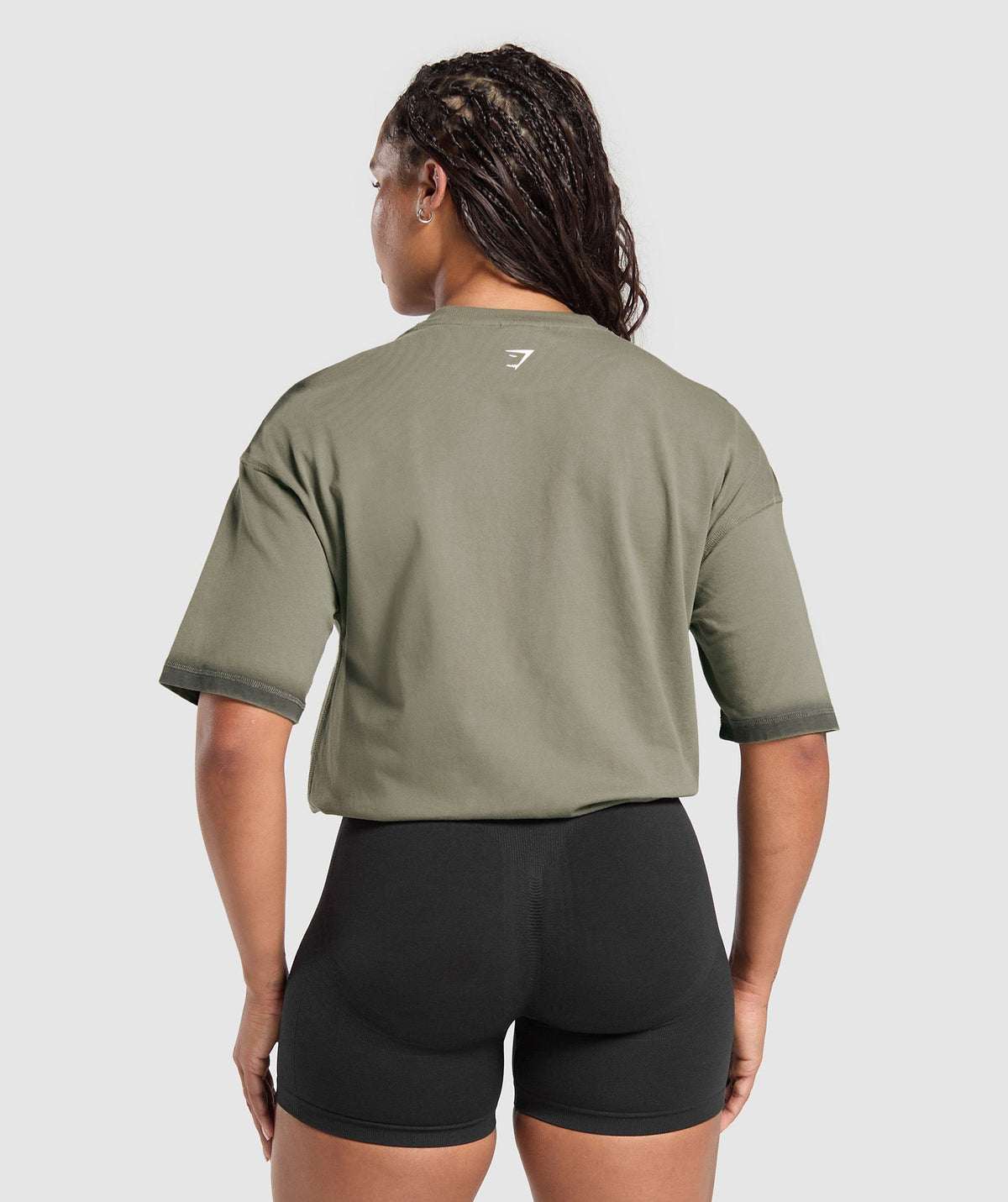 Gymshark Gains Washed Heavyweight Cotton T-Shirt - Base Green/Strength Green