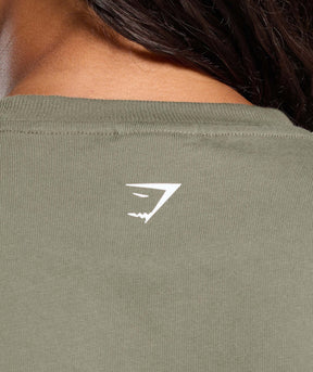 Gymshark Gains Washed Heavyweight Cotton T-Shirt - Base Green/Strength Green