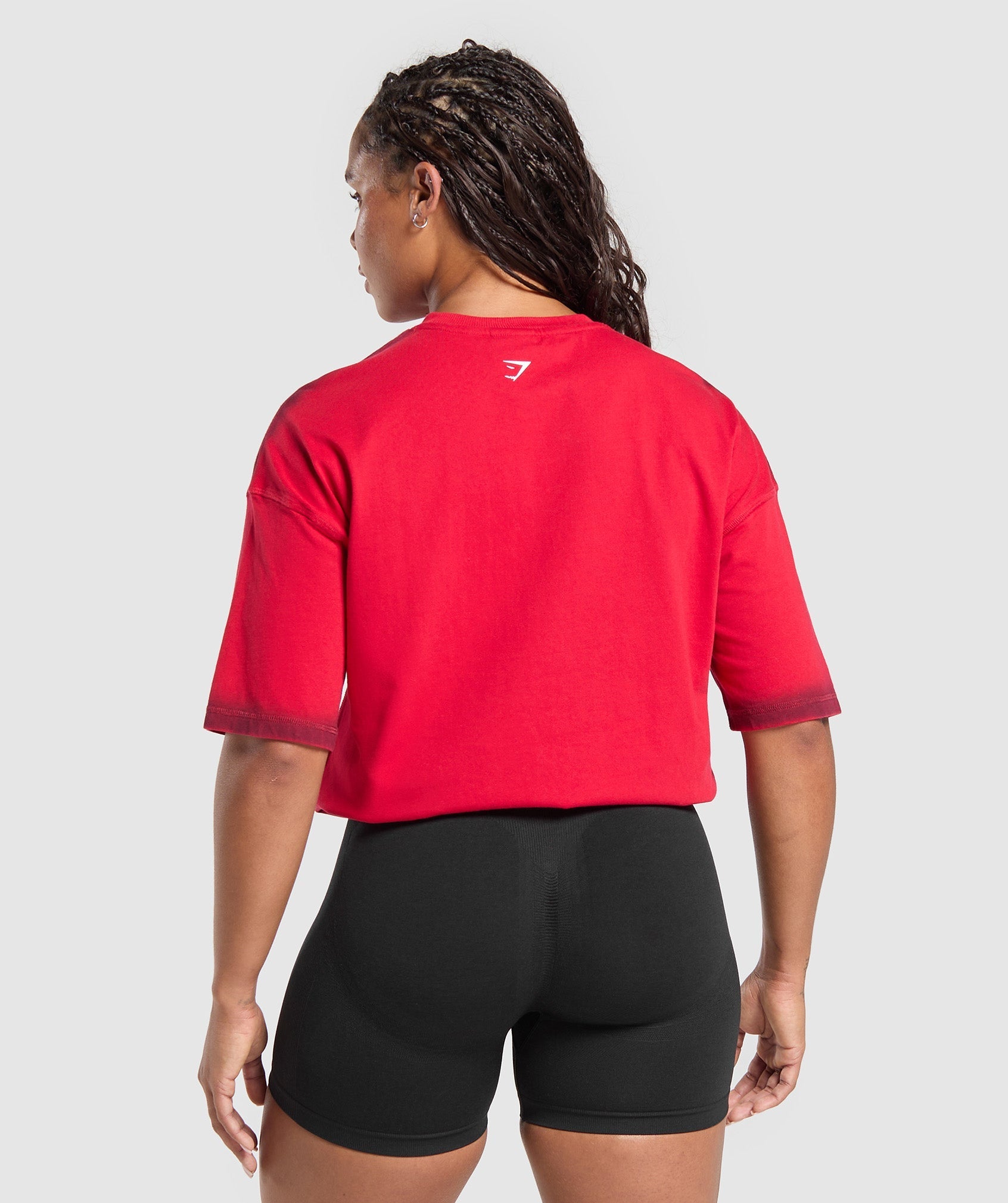 Gymshark Gains Washed Heavyweight Cotton T-Shirt - Conditioning Red/Sets Red