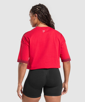 Gymshark Gains Washed Heavyweight Cotton T-Shirt - Conditioning Red/Sets Red